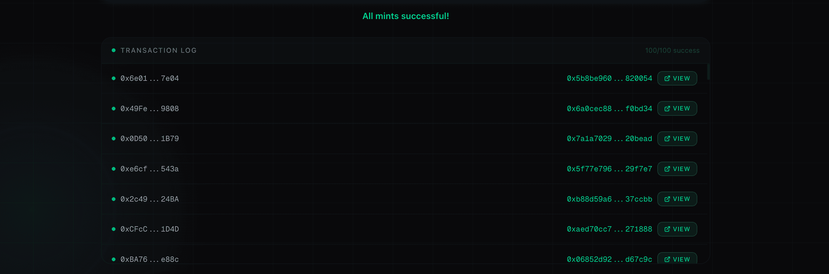 Mint results 100/100 success