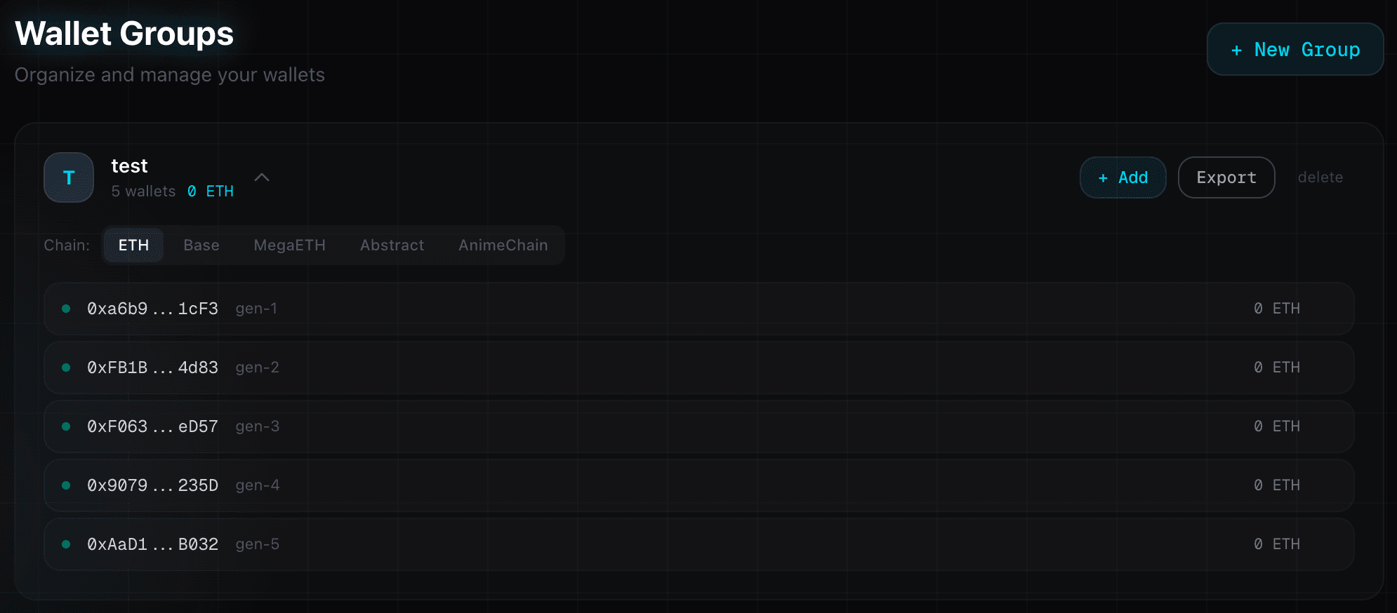 Wallet group expanded